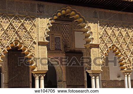 Patio de las Doncellas, Reales Alcazares, Seville, Andalusia, Spain View Large Photo Image Stock Photography - Patio de las Doncellas, Reales Alcazares, Seville, Andalusia, Spain. Fotosearch