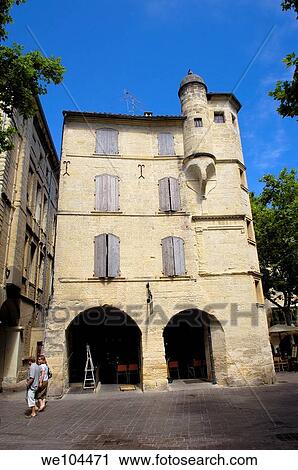 Place aux Herbes square, Uzes. Gard, Languedoc-Roussillon, France View Large Photo Image Stock Image - Place aux Herbes square, Uzes. Gard, Languedoc-Roussillon, France. Fotosearch