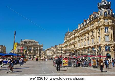 Stock Image - Place de la Comedie, Montpellier, Herault, Languedoc-Roussillon, France. Fotosearch