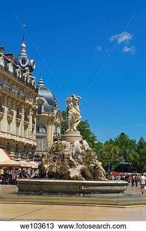 Stock Image - Place de la Comedie, Montpellier, Herault, Languedoc-Roussillon, France. Fotosearch