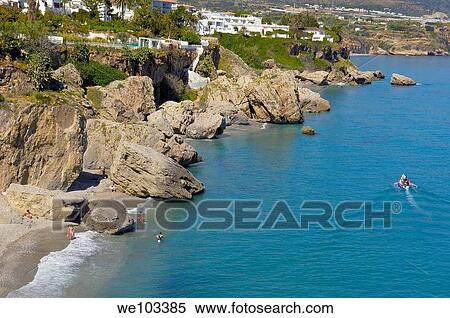 Stock Photography - Playa de Calahonda Beach, Nerja, Axarquia, Costa del Sol, Malaga province, Andalusia, Spain. Fotosearch