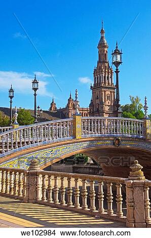 Picture - Plaza de España in Maria Luisa Park, Seville, Andalusia, Spain. Fotosearch