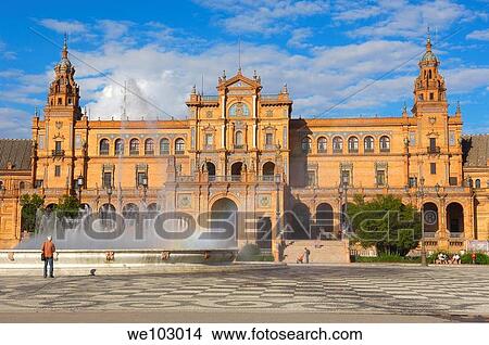 Picture - Plaza de España in Maria Luisa Park, Seville, Andalusia, Spain. Fotosearch