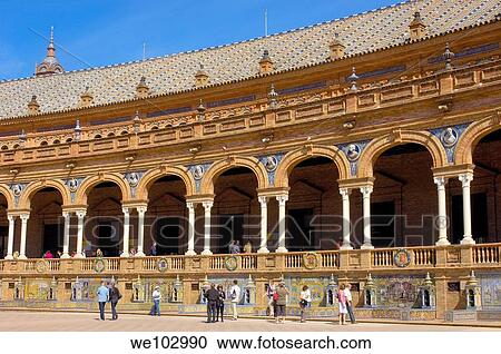 Plaza de España in Maria Luisa Park, Seville, Andalusia, Spain View Large Photo Image Stock Image - Plaza de España in Maria Luisa Park, Seville, Andalusia, Spain. Fotosearch