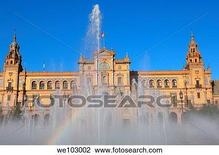 Stock Image - Plaza de España in Maria Luisa Park, Seville, Andalusia, Spain. Fotosearch
