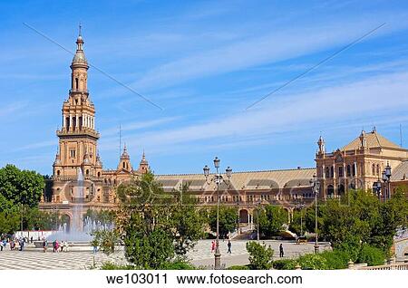 Plaza de España in Maria Luisa Park, Seville, Andalusia, Spain View Large Photo Image Stock Image - Plaza de España in Maria Luisa Park, Seville, Andalusia, Spain. Fotosearch