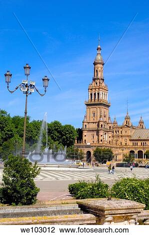 Plaza de España in Maria Luisa Park, Seville, Andalusia, Spain View Large Photo Image Stock Image - Plaza de España in Maria Luisa Park, Seville, Andalusia, Spain. Fotosearch