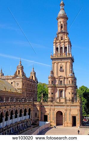 Plaza de España in Maria Luisa Park, Seville, Andalusia, Spain View Large Photo Image Stock Image - Plaza de España in Maria Luisa Park, Seville, Andalusia, Spain. Fotosearch