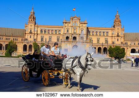 Stock Photo - Plaza de España in Maria Luisa Park, Seville, Andalusia, Spain. Fotosearch