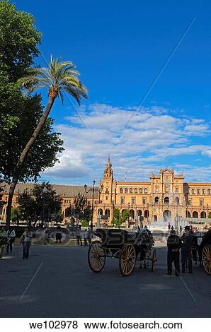 Stock Photo - Plaza de España in Maria Luisa Park, Seville, Andalusia, Spain. Fotosearch