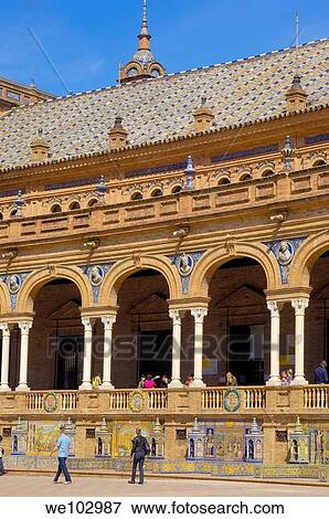 Plaza de España in Maria Luisa Park, Seville, Andalusia, Spain View Large Photo Image Stock Photo - Plaza de España in Maria Luisa Park, Seville, Andalusia, Spain. Fotosearch