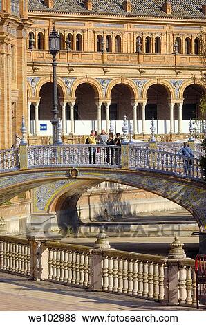 Stock Photo - Plaza de España in Maria Luisa Park, Seville, Andalusia, Spain. Fotosearch