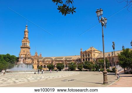 Plaza de España in Maria Luisa Park, Seville, Andalusia, Spain View Large Photo Image Stock Photo - Plaza de España in Maria Luisa Park, Seville, Andalusia, Spain. Fotosearch