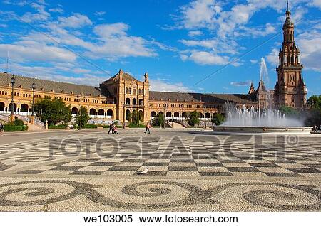Stock Photography - Plaza de España in Maria Luisa Park, Seville, Andalusia, Spain. Fotosearch