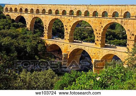 Pont du Gard Roman aqueduct, Gard, Languedoc-Roussillon, France View Large Photo Image Picture - Pont du Gard Roman aqueduct, Gard, Languedoc-Roussillon, France. Fotosearch