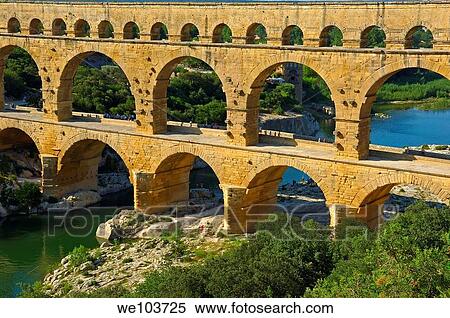 Stock Photography - Pont du Gard Roman aqueduct, Gard, Languedoc-Roussillon, France. Fotosearch