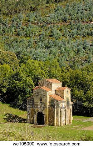 Stock Image - Pre-Romanesque church of San Miguel de Lillo, Oviedo, Asturias, Spain. Fotosearch