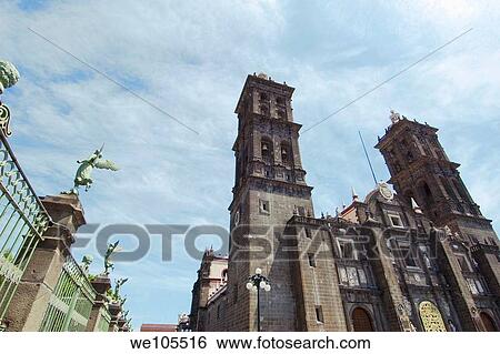 Stock Photograph - Puebla Cathedral Puebla Mexico. Fotosearch