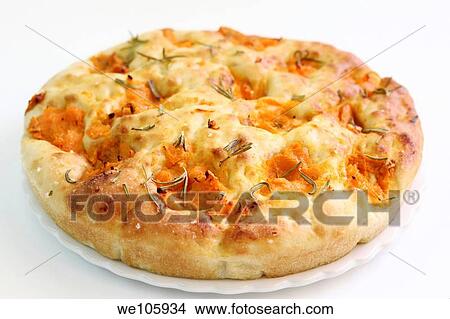Pumpkin Focaccia on white background View Large Photo Image Picture - Pumpkin Focaccia on white background. Fotosearch