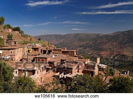Remote mountainside village near Ait Mansour in the High Atlas mountains of Morocco View Large Photo Image Stock Photograph - Remote mountainside village near Ait Mansour in the High Atlas mountains of Morocco. Fotosearch