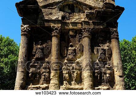 Stock Image - Roman Triumphal Arch of Orange, Unesco World Heritage Site, Orange, Vaucluse, Provence-Alpes-Côte d´Azur, France. Fotosearch