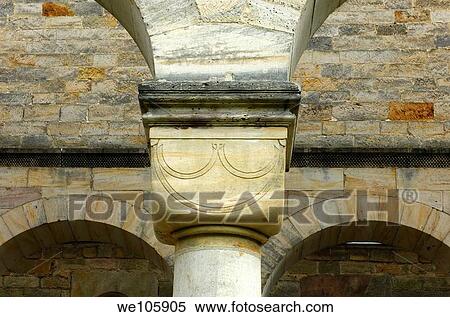 Romanesque capital on a roudn column, ruins of the monastery Paulinzella, Rottenbachtal, Thuringia, Germany View Large Photo Image Stock Photography - Romanesque capital on a roudn column, ruins of the monastery Paulinzella, Rottenbachtal, Thuringia, Germany. Fotosearch