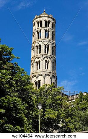Romanesque Tour Fenestrelle, Uzes, Gard, Languedoc-Roussillon, France View Large Photo Image Picture - Romanesque Tour Fenestrelle, Uzes, Gard, Languedoc-Roussillon, France. Fotosearch
