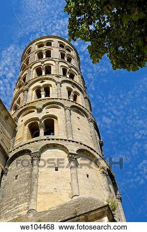 Stock Photo - Romanesque Tour Fenestrelle, Uzes, Gard, Languedoc-Roussillon, France. Fotosearch