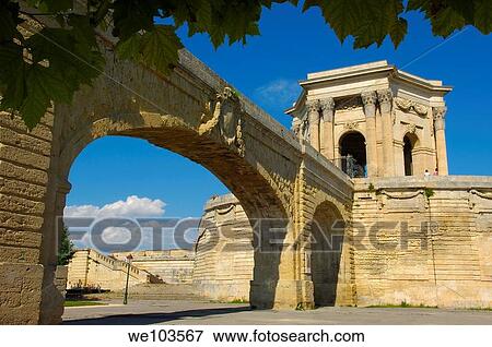 Saint-Clement aqueduct and water tower, Montpellier, Herault, Languedoc-Roussillon, France View Large Photo Image Stock Photo - Saint-Clement aqueduct and water tower, Montpellier, Herault, Languedoc-Roussillon, France. Fotosearch
