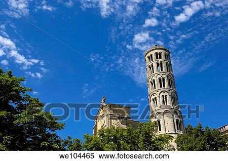 Saint-Theodorit cathedral and Romanesque Tour Fenestrelle, Uzes, Gard, Languedoc-Roussillon, France View Large Photo Image Stock Photography - Saint-Theodorit cathedral and Romanesque Tour Fenestrelle, Uzes, Gard, Languedoc-Roussillon, France. Fotosearch