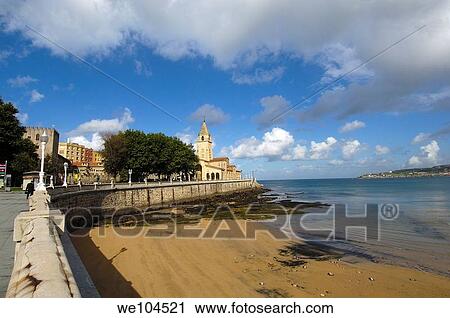 Stock Image - San Pedro Church, Gijon, Asturias, Spain. Fotosearch