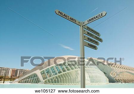 Signpost and L´ Hemisferic, City of Arts and Sciences. Valencia, Spain. View Large Photo Image Stock Photo - Signpost and L´ Hemisferic, City of Arts and Sciences. Valencia, Spain.. Fotosearch