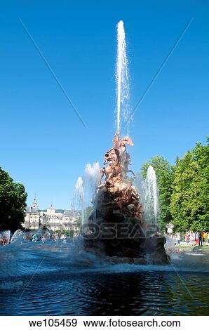 Spout of La Fama fountain. La Granja de San Ildefonso, Segovia province, Castilla León, Spain. View Large Photo Image Stock Photo - Spout of La Fama fountain. La Granja de San Ildefonso, Segovia province, Castilla León, Spain.. Fotosearch