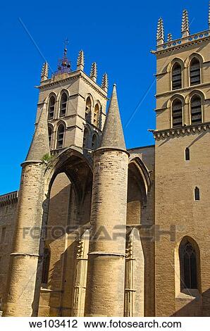 Stock Image - St Pierre cathedral, Montpellier, Herault, Languedoc-Roussillon, France. Fotosearch