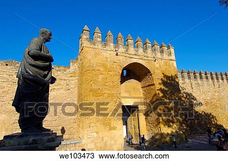 Statue of Seneca and Puerta de Almodovar town gate, Cordoba, Andalusia, Spain View Large Photo Image Stock Image - Statue of Seneca and Puerta de Almodovar town gate, Cordoba, Andalusia, Spain. Fotosearch
