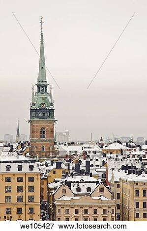 Stock Photo - The Church Tyska kyrkan in Old Town, Stockholm, Sweden. Fotosearch