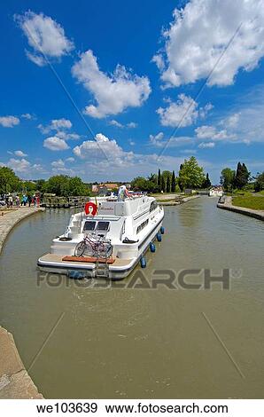 The Neuf Ecluses, Canal du Midi, Beziers, Herault, Languedoc-Roussillon, France View Large Photo Image Stock Photo - The Neuf Ecluses, Canal du Midi, Beziers, Herault, Languedoc-Roussillon, France. Fotosearch