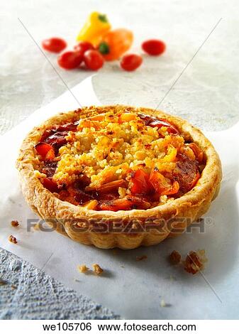 Stock Photograph - Tomato & Pepper Pastry Tart. Fotosearch