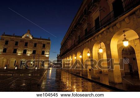 Town Hall at night, Gijon, Asturias, Spain View Large Photo Image Stock Photography - Town Hall at night, Gijon, Asturias, Spain. Fotosearch