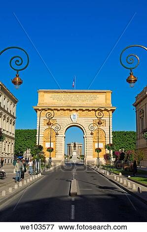 Stock Photo - Triumphal Arch, Montpellier, Herault, Languedoc-Roussillon, France. Fotosearch