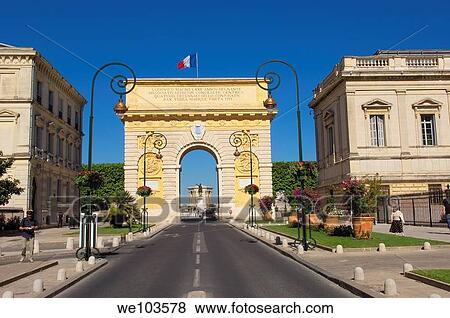 Triumphal Arch, Montpellier, Herault, Languedoc-Roussillon, France View Large Photo Image Stock Photo - Triumphal Arch, Montpellier, Herault, Languedoc-Roussillon, France. Fotosearch