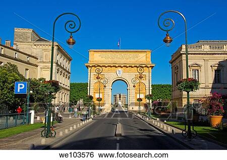 Triumphal Arch, Montpellier, Herault, Languedoc-Roussillon, France View Large Photo Image Stock Photograph - Triumphal Arch, Montpellier, Herault, Languedoc-Roussillon, France. Fotosearch