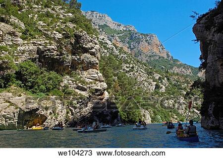 Stock Image - Verdon Gorge river canyon, Verdon Regional Natural Park, Provence-Alpes-Cote-d´Azur, France. Fotosearch