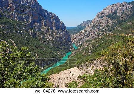 Verdon Gorge river canyon, Verdon Regional Natural Park, Provence-Alpes-Cote-d´Azur, France View Large Photo Image Stock Photo - Verdon Gorge river canyon, Verdon Regional Natural Park, Provence-Alpes-Cote-d´Azur, France. Fotosearch