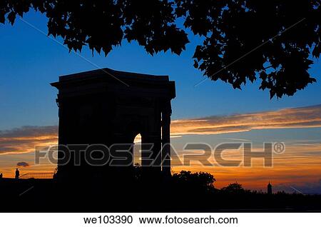 Water tower at dusk, Promenade du Peyrou, Montpellier, Herault, Languedoc-Roussillon, France View Large Photo Image Stock Image - Water tower at dusk, Promenade du Peyrou, Montpellier, Herault, Languedoc-Roussillon, France. Fotosearch