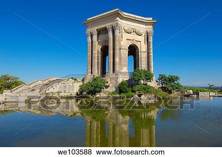 Water tower, Promenade du Peyrou, Montpellier, Herault, Languedoc-Roussillon, France View Large Photo Image Stock Photo - Water tower, Promenade du Peyrou, Montpellier, Herault, Languedoc-Roussillon, France. Fotosearch