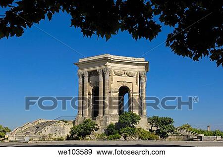 Water tower, Promenade du Peyrou, Montpellier, Herault, Languedoc-Roussillon, France View Large Photo Image Stock Photo - Water tower, Promenade du Peyrou, Montpellier, Herault, Languedoc-Roussillon, France. Fotosearch