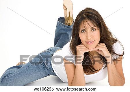 Beautiful Brazilian or Hispanic woman in casual clothes on a white background View Large Photo Image Stock Photography - Beautiful Brazilian or Hispanic woman in casual clothes on a white background. Fotosearch