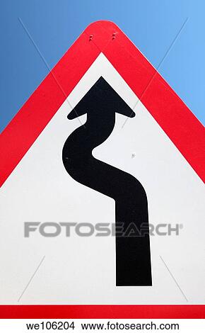 Bend in Road Sign View Large Photo Image Picture - Bend in Road Sign. Fotosearch