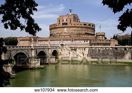 Castel Saint Angelo on the River Tiber Rome Italy View Large Photo Image Picture - Castel Saint Angelo on the River Tiber Rome Italy. Fotosearch